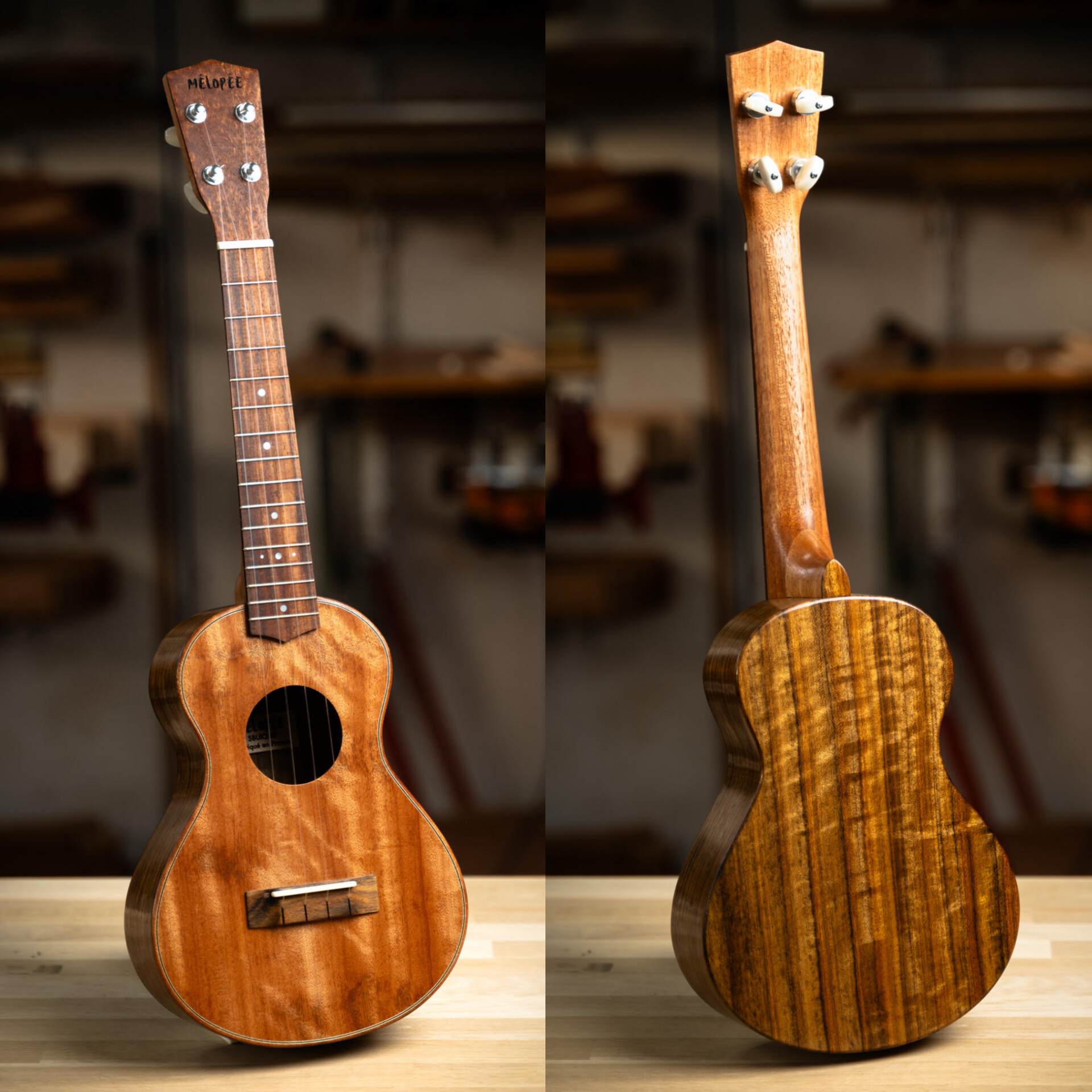 SBUK240 Ukulélé Mélopée Traditionnel Concert Bossé flammé Ovangkol face WEB