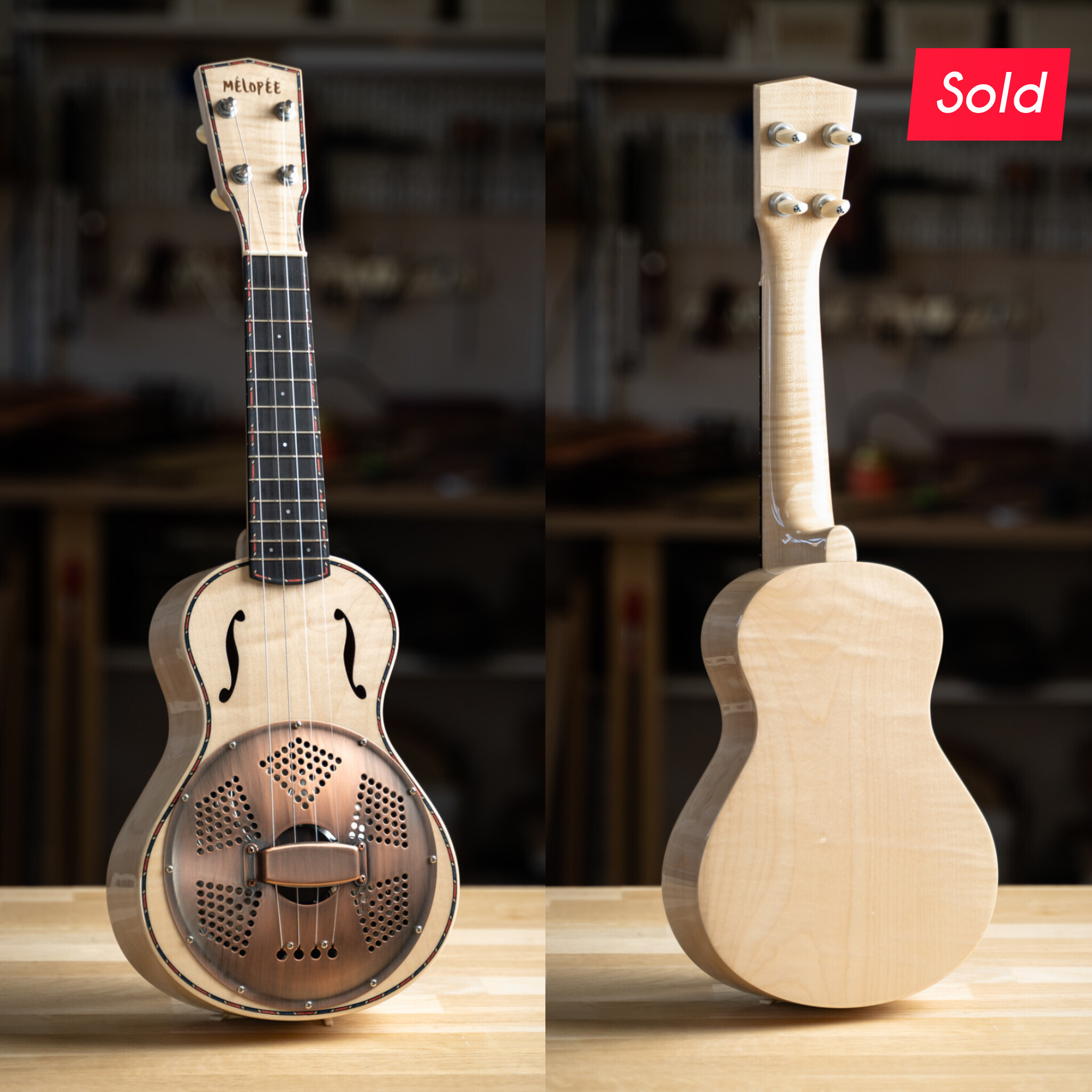 Ukulélé Mélopée Traditionnel Resonator Soprano Erable (Mando-Reso-Lelel) ESHOP 01 VENDU