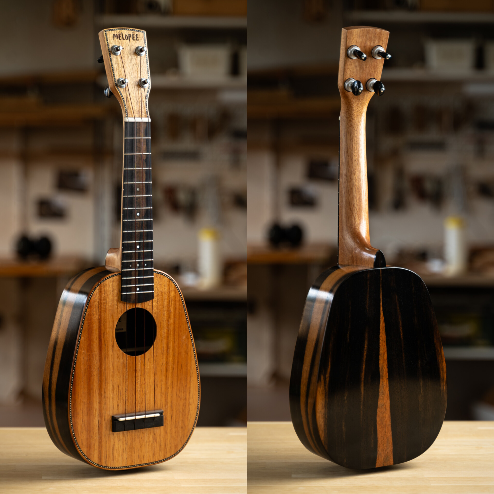 Ukulélé Mélopée Pineapple Soprano Acacia Ebène exotique E-Shop